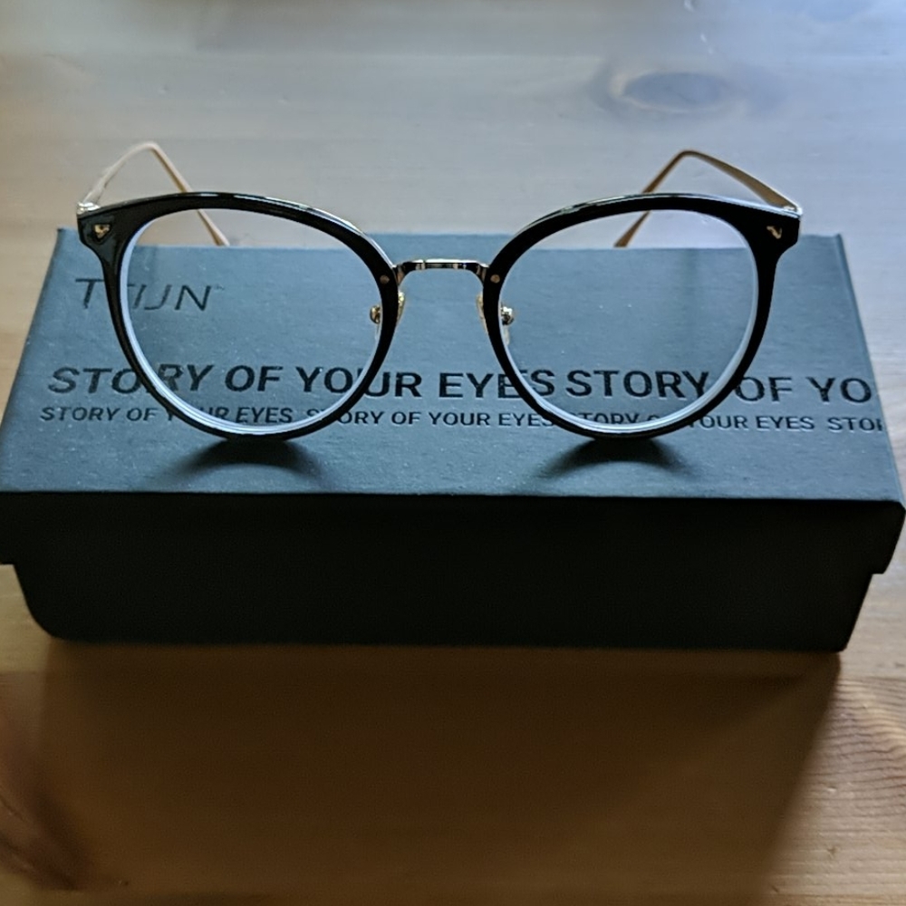 NEW Rx Black/Gold Big Round Eyeglasses